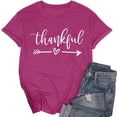 thumbnail image 2 of Thankful Letter Print Women Short Sleeve Summer T-Shirt, 2 of 3