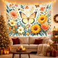 thumbnail image 3 of Yellow Butterfly Over Garden Flowers With Bees, Peaceful Watercolor for Butterfly Lovers, Botanical Wall Decor, Mother's Day Gift, Tapestry Wall Hanging for Bedroom and Living Room, 3 of 7