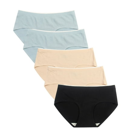 

wendunide underwear women Women s y Thin Briefs In Solid Color With Non-Trace Mid-Waist Underwear 5PC C L