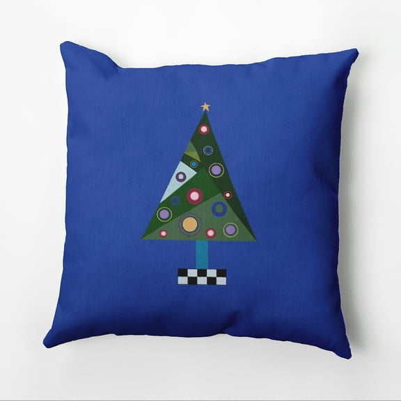 16" x 16" Simply Daisy Crazy Christmas Polyester Accent Pillow, Blue (1 Count)