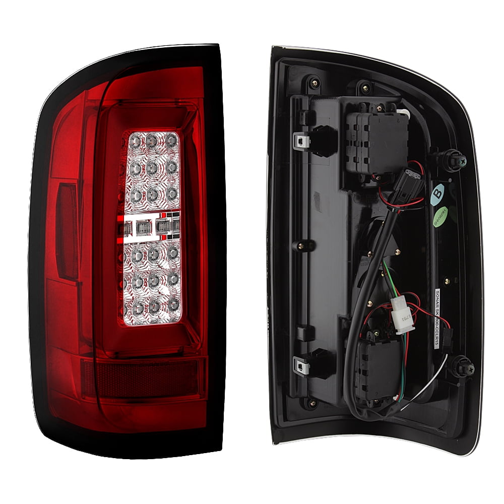 AKKON - For 2015-2022 Chevy Colorado / GMC Canyon Full LED Daytime Running Lamp Bar Tail Lights Chrome Housing Red Clear Lens Full Set