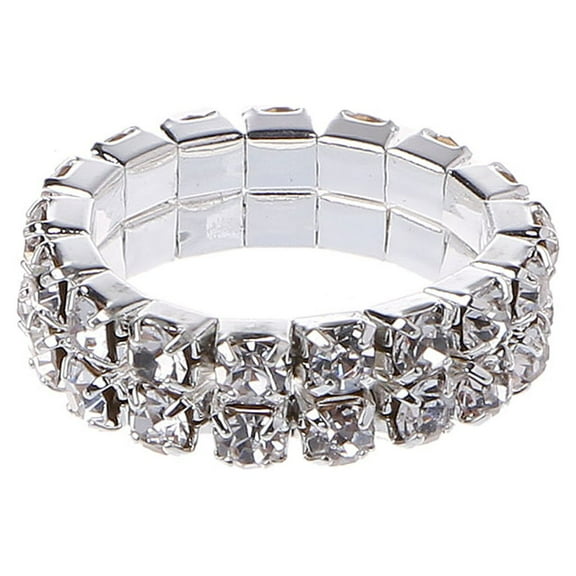 UNTERING Ring Elastic Fashionable Stretch Crystal Inlaid Unique Engagement Wedding Promise Jewelry
