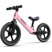 12Inch Colorful Lighting Bike,Lightweight Push Bicycle with Adjustable Seat, Ride-on Toys Birthday Gift 2 3 4 5 Year Old Boys Girls