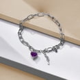 thumbnail image 4 of JeenMata 3 Carat February Heart & Key Charm Birthstone Bracelet - 18K White Gold Plating for Women, 4 of 7