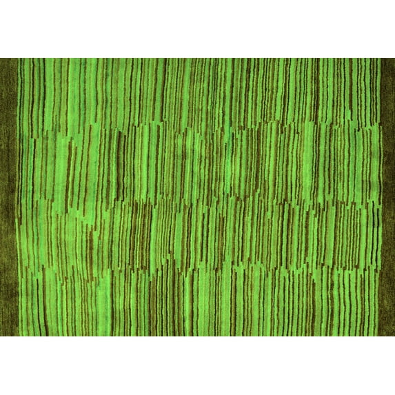 Ahgly Company Indoor Rectangle Abstract Green Modern Area Rugs, 2' x 5'