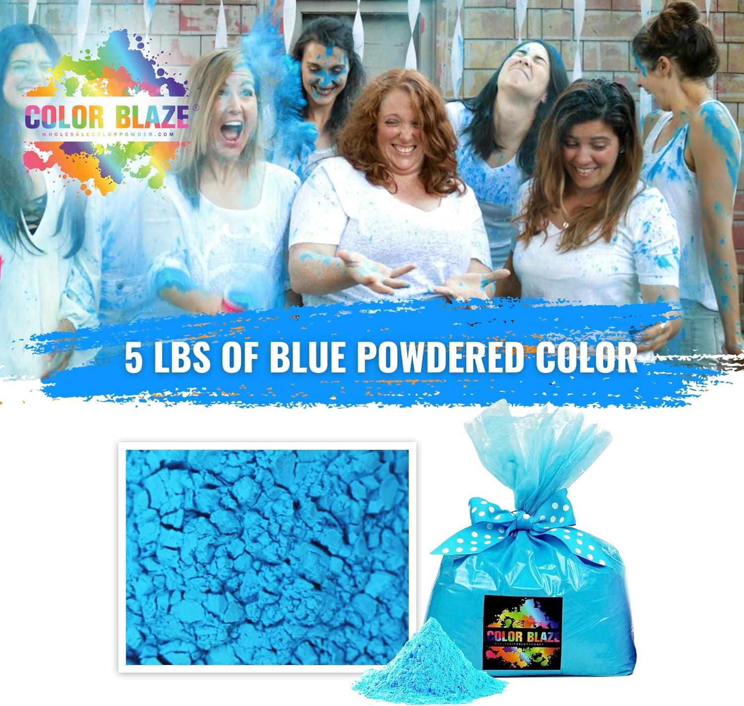 Color Powder Blue - 5 Pounds - Perfect for Colorful Fun Runs, Youth Group Color Games, Color Wars, Holi Festivals and More!