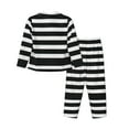 thumbnail image 2 of Wukai Black And White Stripes Print Women's Pajama Set - Soft Long Sleeve Sleepwear for Comfort and Style-Large, 2 of 9