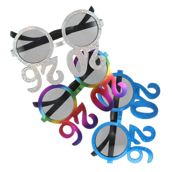 PTOOTP 3-Pack 2026 New Year Party Glasses Multi-Colored Number Eyewear Fun Celebration Accessories