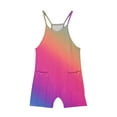 thumbnail image 4 of MKOSPLRT Sleeveless Jumpsuits for Girl 5-14 Years V Neck Spaghetti Strap Wide Leg Romper Shorts Casaul Baggy Gradient Jumpers with Pocket, 4 of 8