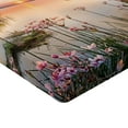 thumbnail image 2 of Ambesonne Nature Fitted Sheet, Sunset at Chudskoy Lake, Queen Size, Pale Blue Pale Pink, 2 of 3