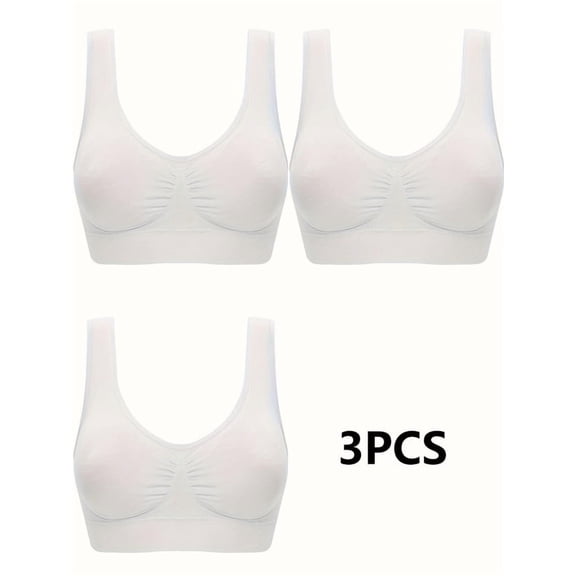 3PCS Women's seamless sports bra without steel ring vest bra gathering yoga fitness short top