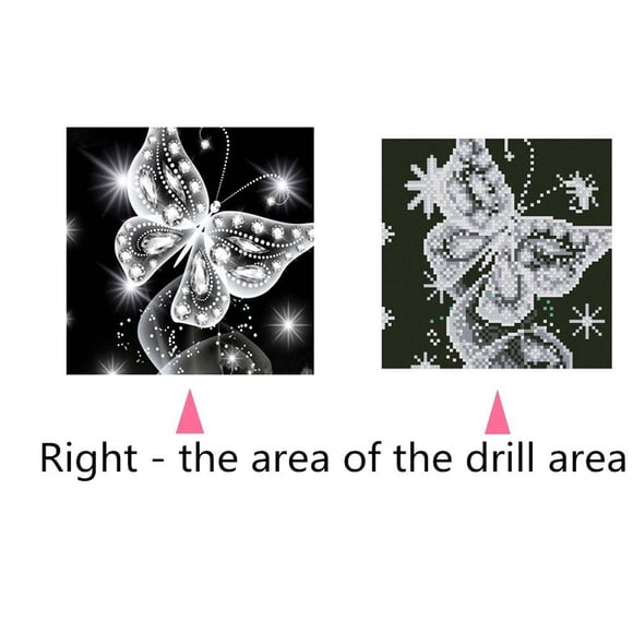 Black White Butterfly Rhinestone Painting Cross-stitch Needlework 5D Embroidery Picture Drawing Needlework Stitchwork