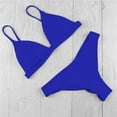 thumbnail image 4 of Conjuntos de bikini Prolriy para mujer, traje de baño liso de dos piezas con realce, acolchado, tankinis, color azul, talla M, 4 of 4