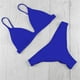 thumbnail image 4 of Conjuntos de bikini Prolriy para mujer, traje de baño liso de dos piezas con realce, acolchado, tankinis, color azul, talla L, 4 of 4