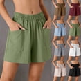 thumbnail image 2 of Lightweight Loose Linen Shorts for Women Casual Elastic High Waist Versatile Summer Shorts with Pockets, 2 of 6