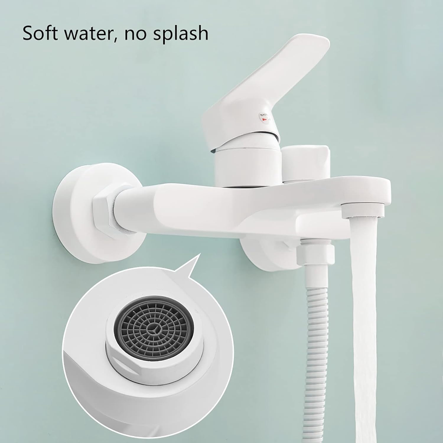 White Tub Faucet Single Handle 2 Holes Bathtub Faucet Wall Mount Tub Filler Faucet Brass Tub Mixer Tap with 3 Spray Handheld Shower, Shower Slide Bar