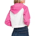 thumbnail image 3 of Doublju Women's Contrast Raglan Sleeve Crop Zip Up Hoodie With Kangaroo Pocket, 3 of 4