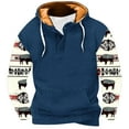 thumbnail image 2 of Jinhomg Mens Fleece Lined Hoodies Vintage Western Cowboy Sweatshirts Casual Comfy Long Sleeve Country Graphic Pullover Tops with Pocket Fall Saving Dark Blue L, 2 of 5