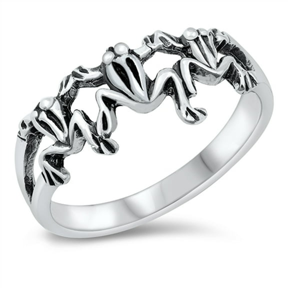 Cute Frog Animal Ring .925 Sterling Silver Band Jewelry Female Male Unisex Size 5