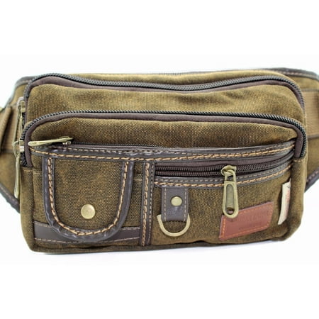 Men Canvas Army Fanny Pack Travel Hip Pouch Water Resistant Belly Tools Bag ( JTC-1106-KFP L ...