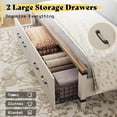 thumbnail image 4 of Amerlife Farmhouse Queen Size Bed Frame with 54" Tall Geometric Headboard & Storage Drawers, White, 4 of 10