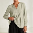 thumbnail image 5 of ClodeEU Women's Henley Pleated Front Long Sleeve Blouse,Casual Loose Flowy Shirt Top Green,Women's Plus XXL, 5 of 7
