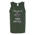 thumbnail image 2 of Wild Bobby, I Love You To Texas And Back Plaid Pop Culture Mens Graphic Tank Top, Forest Green, Small, 2 of 3