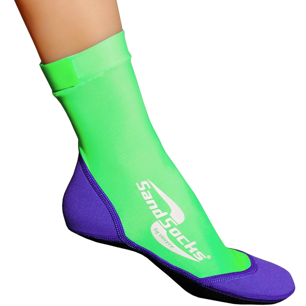 Sand Socks Classic High Top Neoprene Athletic Socks Lime/Purple