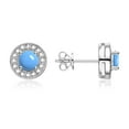 thumbnail image 2 of RYLOS Halo Designer Matching Set 14K White Gold: Ring, Earrings & Necklace. Gemstone & Diamonds, 4MM Turquoise December Birthstone; Size 7, 2 of 9
