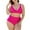 Hot Pink, variant on WREESH Womens Plus Size High Waisted Bikini Conservative Strappy Back Set Two Piece Swimsuits Swimdress Beach Bathing Suit Black