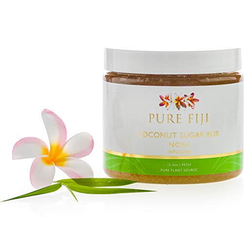 Pure Fiji Coconut Sugar Rub - Coconut Body Scrub Natural Origin for Smooths and Softens Skin - Organic Exfoliating Sugar Scrub for Body, Noni, 15.5 oz