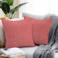 thumbnail image 2 of Coral Red Throw Pillow Covers 16x16 Inch Set of 2, Farmhouse Burlap Solid Red Color Modern Linen Texture Waterproof Outdoor Pillow Covers, Decorative Cushion Pillowcases for Couch, Sofa, Bed, Patio, 2 of 9