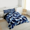 thumbnail image 3 of Castle Fairy Black Blue Camo Full Size Comforter Sets 3-Piece for Children Teens Adults,Vintage Camouflage Bedding Comforter Set,Abstract Geometric Lightweight Bedding Sets,Super Cozy Room Decor, 3 of 8
