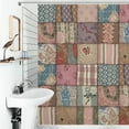 thumbnail image 3 of Patchwork Shower Curtains,Vintage Patchwork Flower Country Colorful Wildflowers Splicing Pattern Bohemian Waterproof Fabric Shower Curtain Set with Hooks-60"W x 72"L (Pack of 1), 3 of 7