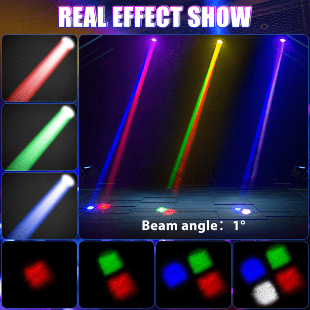 Mini Moving Head DJ Lights, RGBW Beam, DMX Stage Lights, Sound