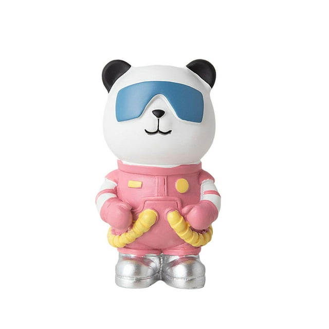Figura de astronauta panda, escultura animal para decoración de sala de estar, figura decorativa Rosado
