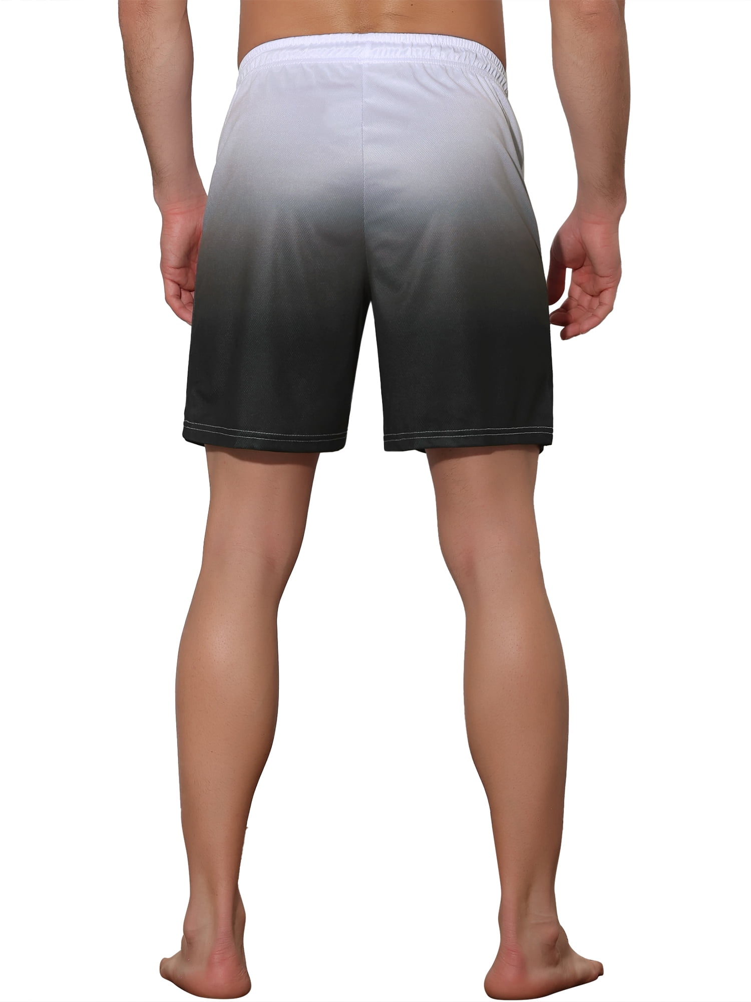 Unique Bargains Men's Contrast Color Summer Beach Colorful Swimwear Shorts 30 Black Gray