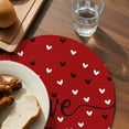 thumbnail image 3 of Valentines Round Placemats Set of 8 for Dinning Tables, Heat-proof Braided Table Mats 13 Inch, Black White Love Heart Red Washable Place Mat for Kitchen Restaurant Party Decor Supplies Table Setting, 3 of 9