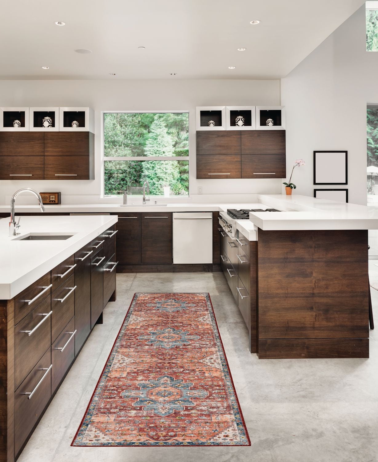 Carter 2' x 8' Washable Runner, Rust and Ivory