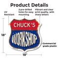 thumbnail image 2 of Chuck's Workshop 18 inch X 18 inch Shield Shaped Commercial Grade Plastic Sign Weather Resistant, UV Protected To last, Gift for Dads and Uncles Classic Americana Crafted in the USA, 2 of 7