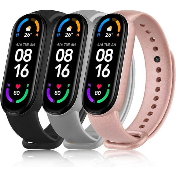 KOMI 3 Pack Silicone Replacement Bands for Amazfit band 5/Amazfit band 6, 3 Pack Adjustable Wristbands for Xiaomi Mi Band 5/Mi Band 6 for Women Men