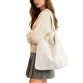 thumbnail image 5 of Gustave PU Leather Tote Bag for Women Slouchy Hobo Shoulder Bag Soft Large Capacity 2Pcs Tote Handbag Purse for Travel Work - Beige, 5 of 8