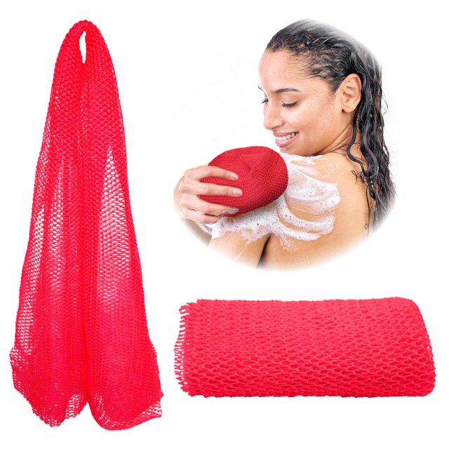 Adeton Esponja de red africana exfoliante paño de lavado exfoliante corporal esponja de baño larga auténtica auténtica Sapo ducha accesorios de baño parte trasera del pie cuero cabelludo exfoliante re