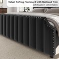 thumbnail image 4 of BeesClover Platform Bed Frame with 50.2" Headboard, Velvet Upholstered Bed Frame with Vertical Channel Tufted Headboard & Footboard, Nailhead Trim, No Box Spring Needed, 4 of 9