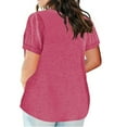 thumbnail image 3 of Patlollav Plus Size Tops For Women V-Neck Solid Casual Loose Summer Short Sleeve Shirts Blouse With Pockets, 3 of 6