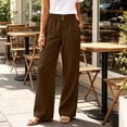 thumbnail image 2 of Womens Elastic Waist Wide Leg Pants with Pockets Solid Color Loose Casual Office Commute Trouses XL, 2 of 6
