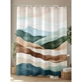 thumbnail image 4 of Teal Brown Ombre Shower Curtain, Abstract Art Modern Waves Waterproof Shower Curtain Set with 12 Hooks Lightweight Washable Fabric Shower Curtains for Bathroom 36x72 Inches, 4 of 6