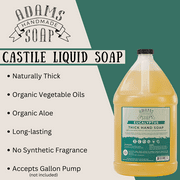 Eucalyptus Organic Liquid Castile Hand Soap 1 Gallon Refill Adams Handmade Soap