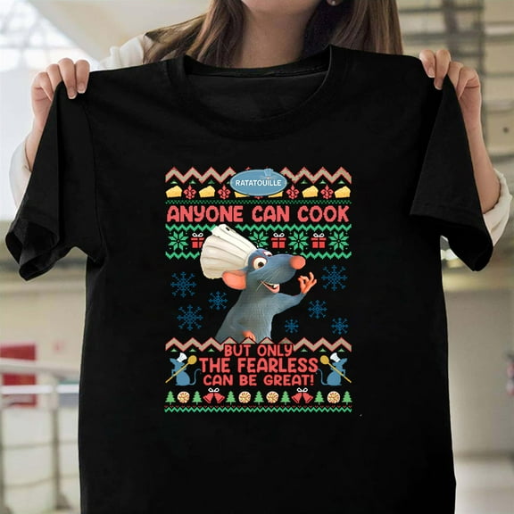 Ratatouille Remy Funny Christmas Style Unisex T-Shirt, Funny Anyone Can Cook Gift G0433, Up to Size 5XL
