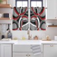 thumbnail image 2 of Grey Geometric Kitchen Curtains Short 54 Inch Length, Modern Abstract Black White Red Striped Grommet Top Bedroom Living Room Curtains, Light Filtering Cafe Curtain Drapes 2 Panels Set 84''x54'', 2 of 9